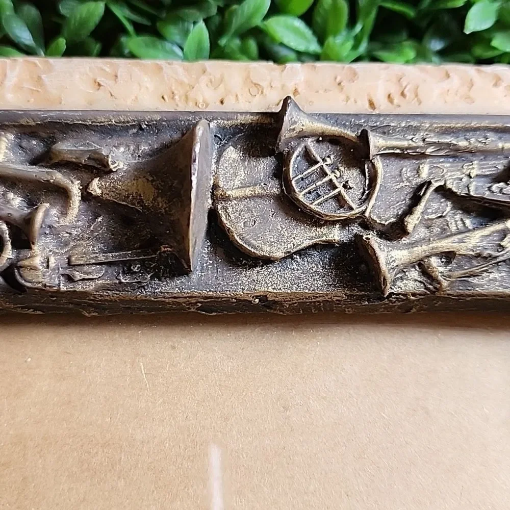 Musical Instrument Picture Frame Embossed Brushed Bronze Resin Stucco
